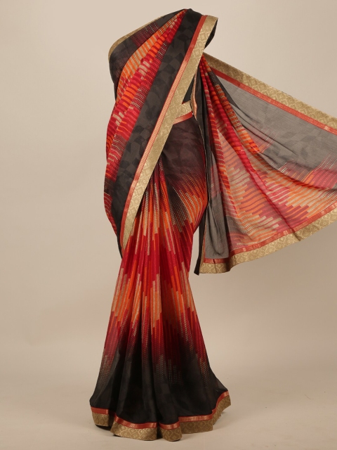 

Pothys Red & Black Abstract Printed Saree