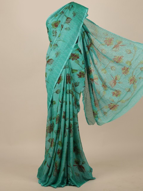 

Pothys Women Blue Floral Printed & Embellished Saree
