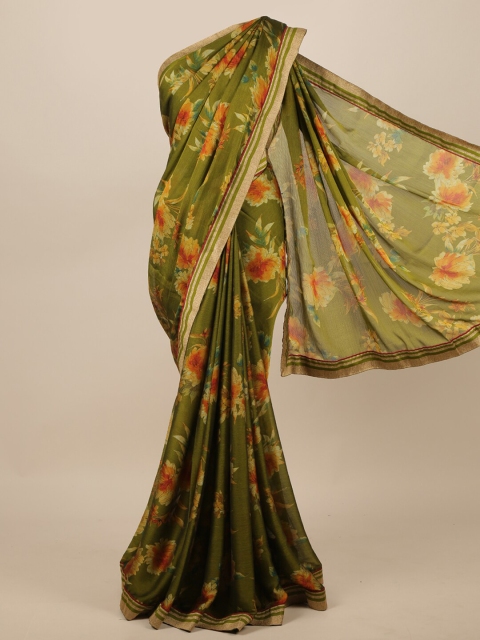 

Pothys Green & Yellow Floral Printed Saree