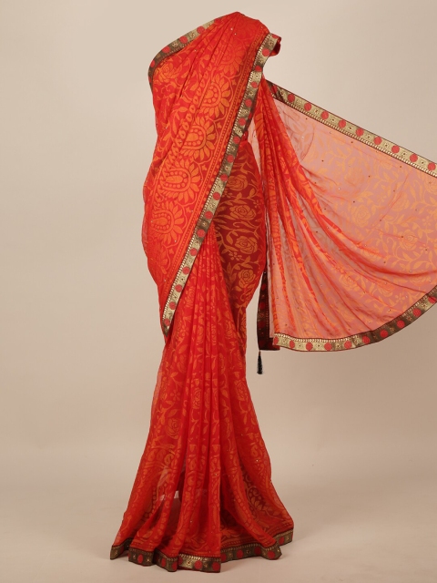 

Pothys Red & Yellow Ethnic Motifs Printed Saree