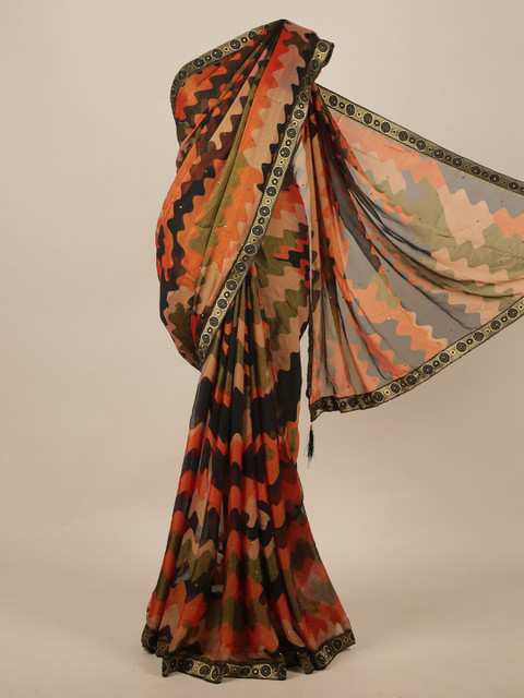 

Pothys Women Multicolour Printed & Embellished Saree, Multi