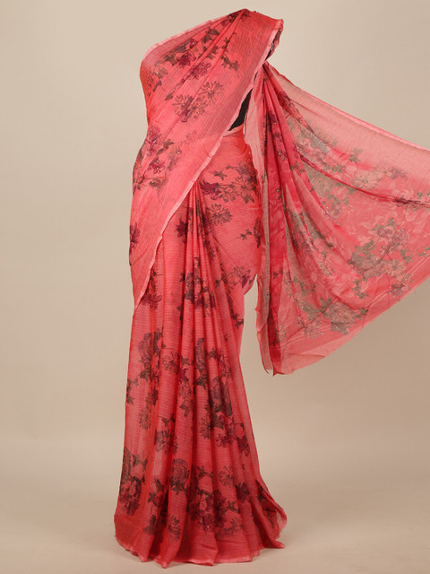 

Pothys Women Blue Floral Printed & Embellished Saree, Pink