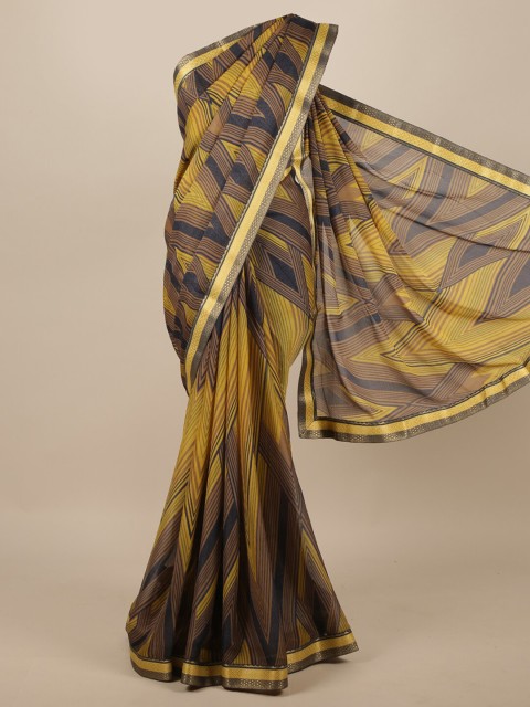 

Pothys Yellow & Blue Geometric Printed Saree