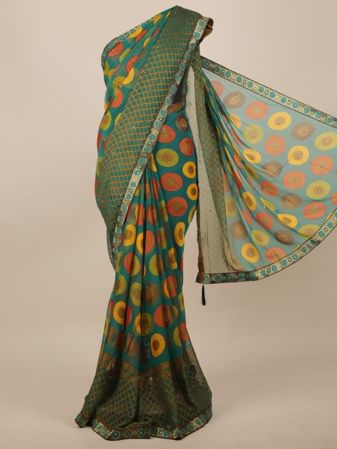 

Pothys Green & Orange Printed Saree