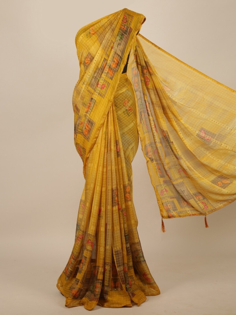 

Pothys Mustard Yellow Floral Saree