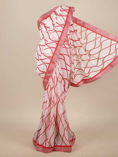 

Pothys White & Red Abstract Printed Saree