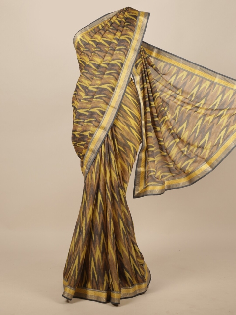 

Pothys Yellow & Black Abstract Printed Saree