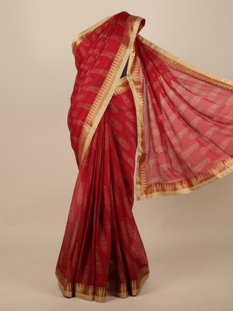 

Pothys Maroon Ethnic Motifs Saree