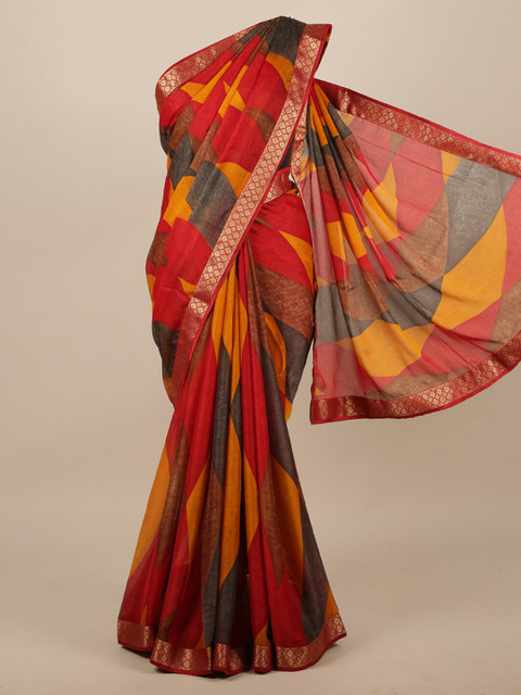 

Pothys Multicoloured Geometric Printed Saree, Multi