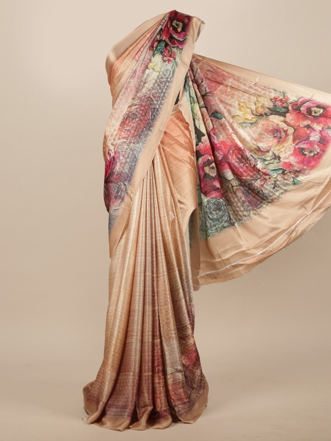 

Pothys Tan Brown Floral Satin Saree