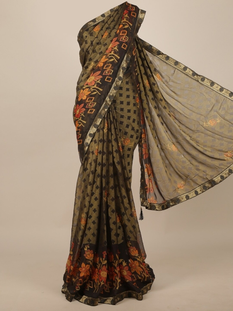

Pothys Women Black Geometric Woven Designed & Embellished Saree