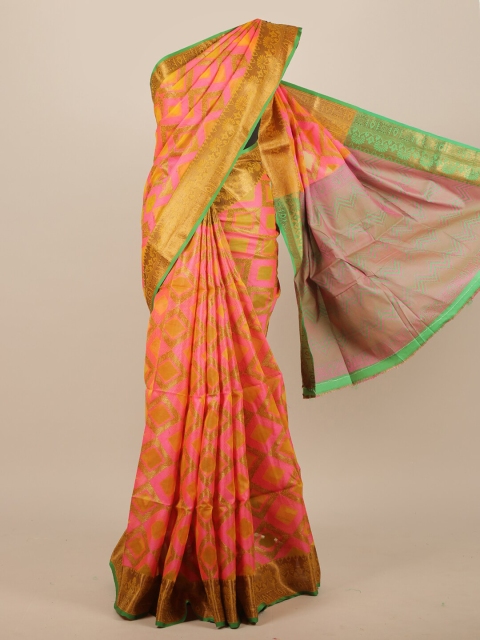 

Pothys Pink & Gold-Toned Zari Jute Silk Saree