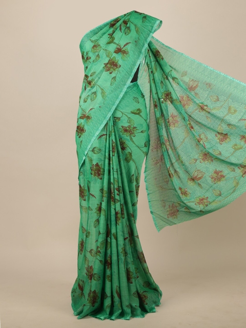 

Pothys Green Poly Chiffon Floral Saree