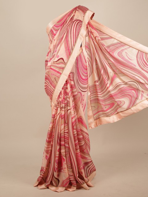 

Pothys Women Peach & Pink Abstract Printed Saree