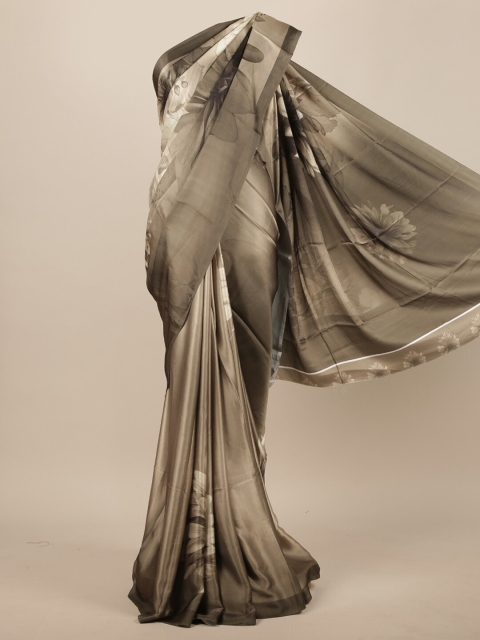 

Pothys Green & Grey Floral Printed Satin Saree