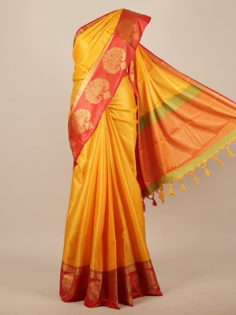 

Pothys Yellow Woven Design Jute Silk Saree