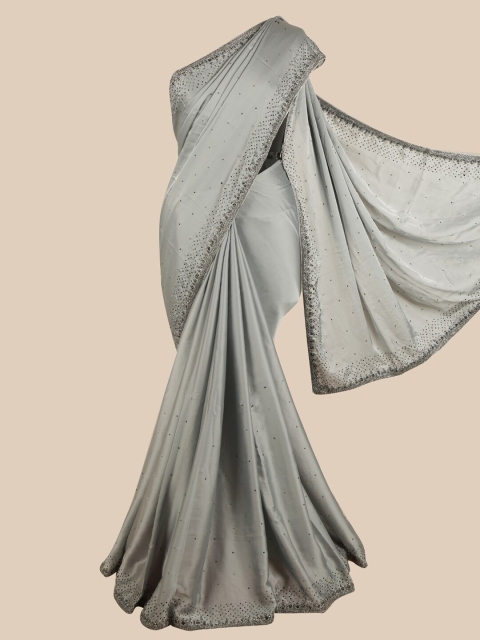 

Pothys Grey Embellished Satin Saree