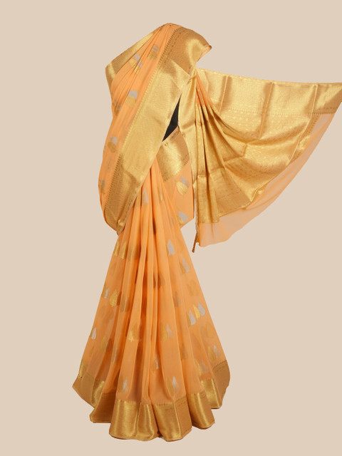 

Pothys Orange Woven Design Pure Crepe Saree