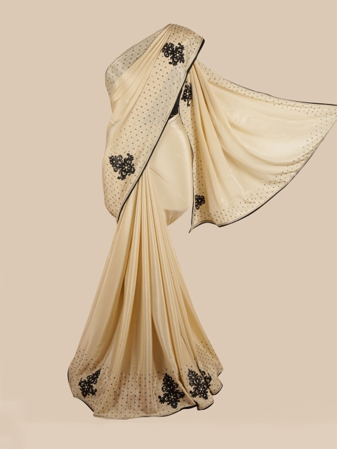 

Pothys Women Cream & Black Ethnic Motifs Embellished Saree