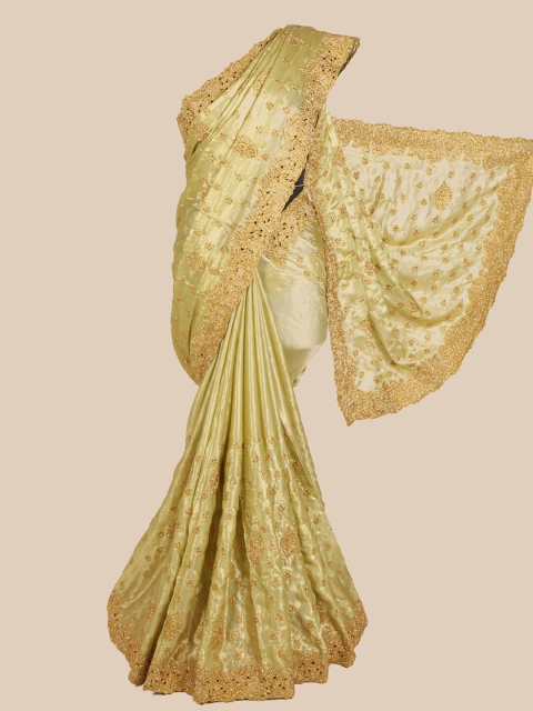 

Pothys Green & Gold Ethnic Motifs Beads and Stones Embellished Saree