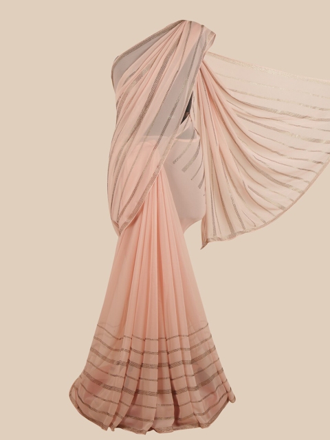 

Pothys Pink Embellished Beads & Stones Satin Saree