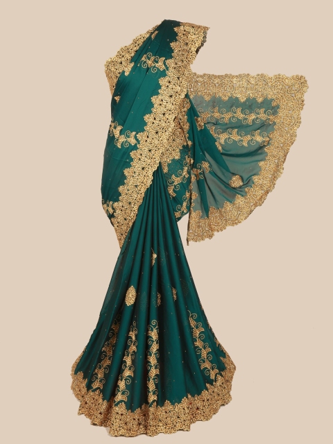 

Pothys Green & Gold-Toned Embellished Saree