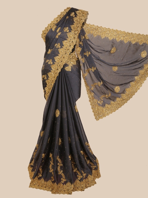 

Pothys Grey & Gold-Toned Embellished Saree
