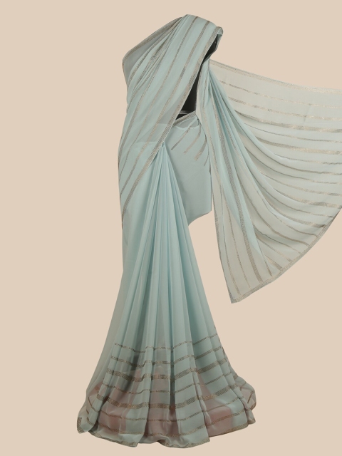

Pothys Blue Embellished Satin Saree