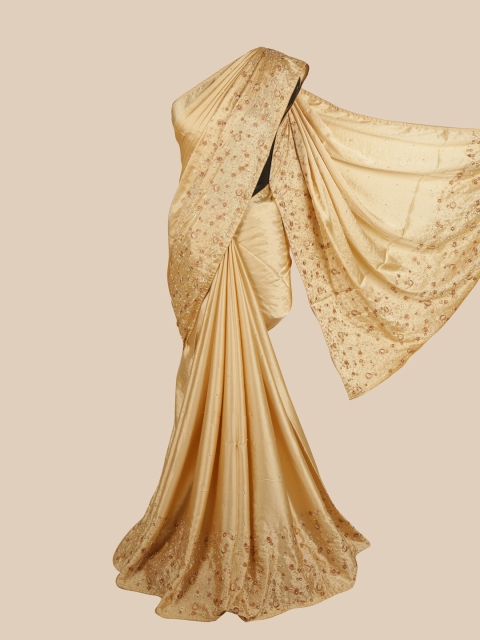 

Pothys Cream-Coloured Woven Design Satin Saree