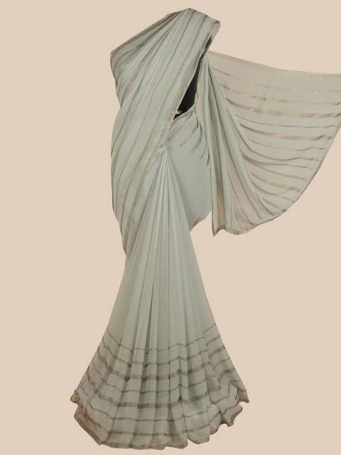 

Pothys Blue Embellished Sequinned Satin Saree