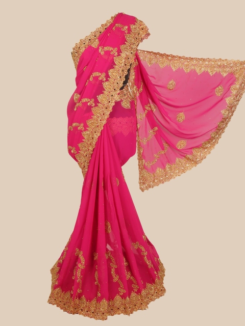 

Pothys Magenta & Gold-Toned Woven Design Saree