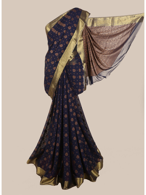 

Pothys Navy Blue Woven Design Pure Crepe Saree