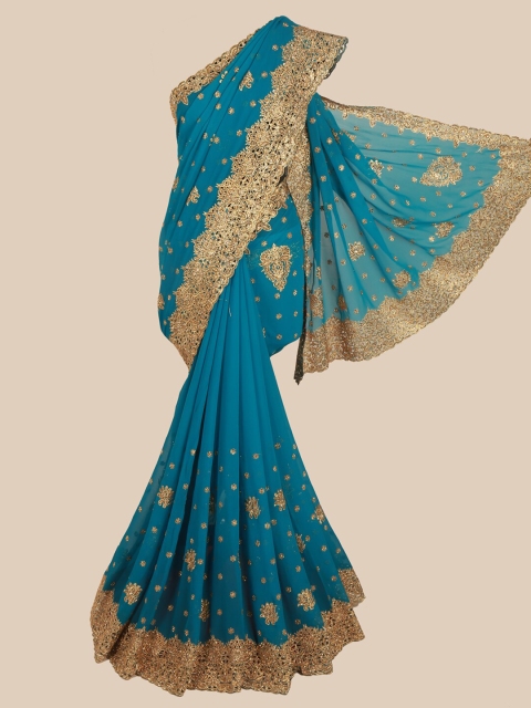 

Pothys Blue Embellished Georgette Saree