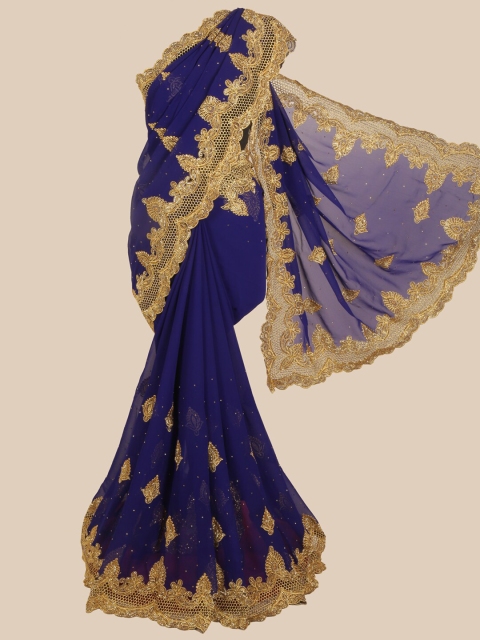 

Pothys Blue Embellished Georgette Saree