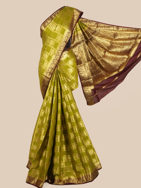 

Pothys Green & Red Woven Design Pure Crepe Saree