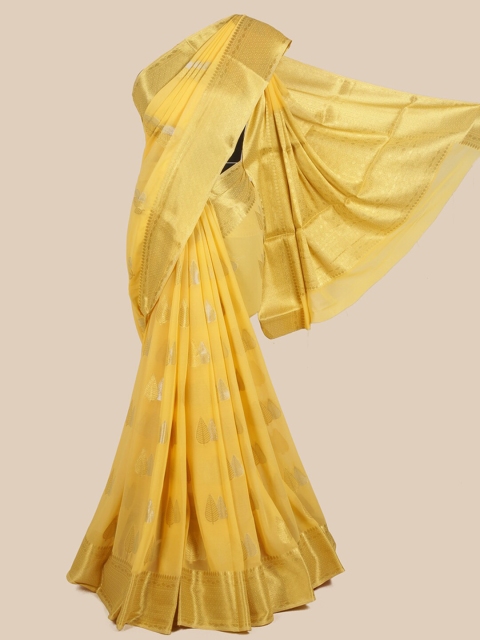 

Pothys Yellow Woven Design Pure Crepe Saree