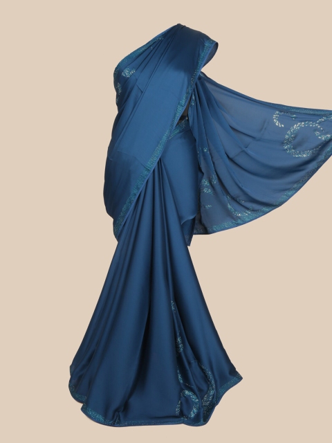 

Pothys Blue Satin Saree