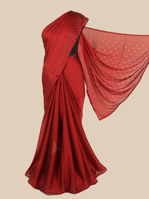 

Pothys Maroon Embellished Sequinned Satin Saree