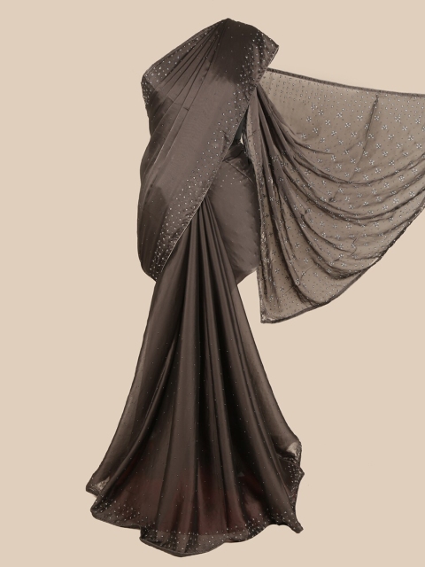 

Pothys Grey Embellished Sequinned Satin Saree