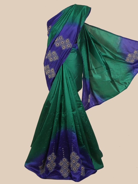 

Pothys Green & Blue Floral Art Silk Saree