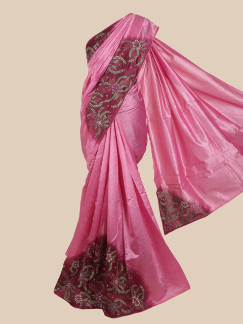 

Pothys Pink & Maroon Floral Art Silk Saree