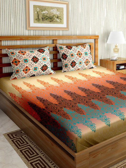 

BELLA CASA Yellow 150 TC King Bedsheet with 2 Pillow Covers