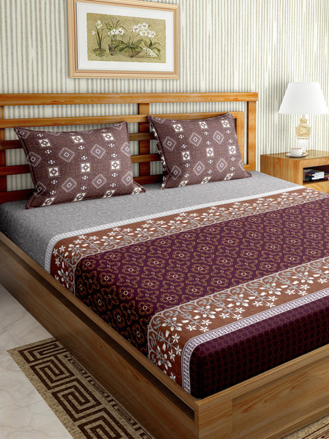 

BELLA CASA Maroon 150 TC King Bedsheet with 2 Pillow Covers
