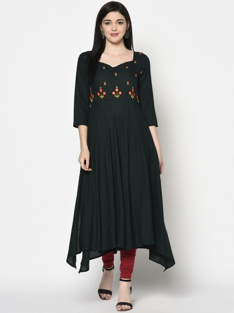 

GULMOHAR JAIPUR Women Black Ethnic Motifs Embroidered Kurta