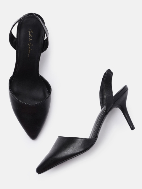 

Mast & Harbour Women Black Solid Pointed Toe Heels