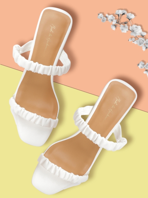 

Mast & Harbour White Solid Open-Toe Block Heels