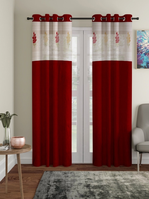 

Home Sizzler Maroon & Off White Set of 2 Door Curtain