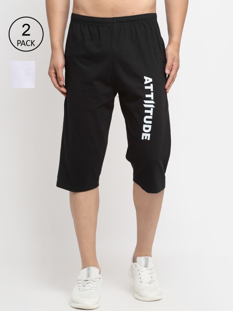 

VIMAL JONNEY Men Pack Of 2 Mid-Rise Regular Shorts, Black