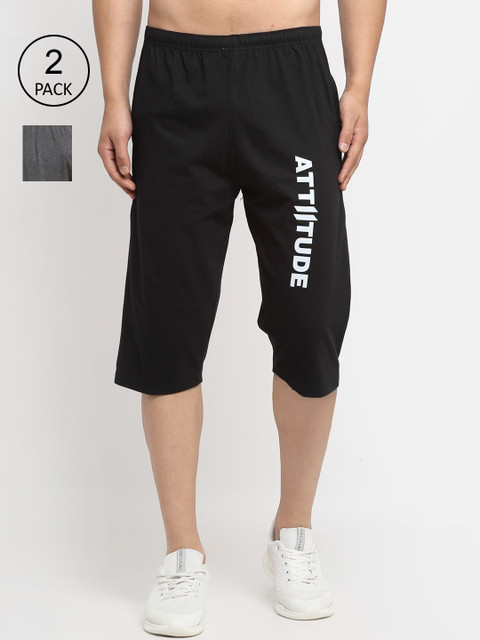 

VIMAL JONNEY Men Pack Of 2 Mid-Rise Regular Shorts, Black
