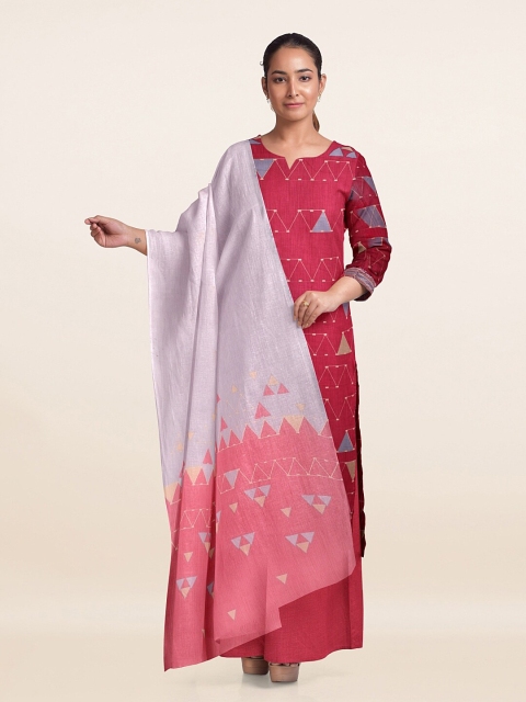 

Pothys Maroon Printed Unstitched Dress Material